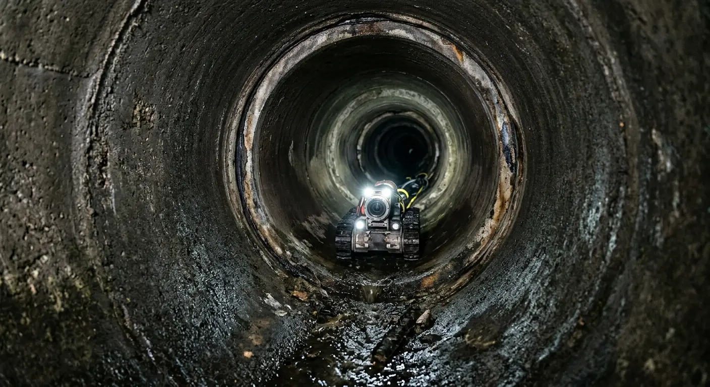Robotic sewer camera inspecting pipe interior for Drain Snake Service in Gautier